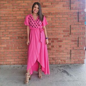 Hot Pink Wrap Dress